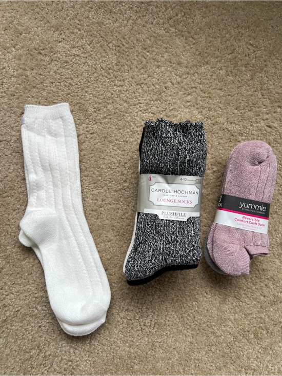 Accessories - Carole Hochman & Yummie Lounge Socks Bundle - Black Marled, White, and Pink